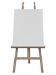 © goku4501 - Wooden easel stand with blank an art board canvas. Presentation board on a tripod artwork mockup, template for artists to showcase their work or that require visual aids
