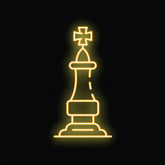 Poster - Glowing neon line chess king icon isolated on black background. Chess game figure symbol. Vector illustration