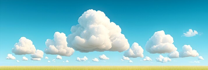 Aufkleber - Soft wispy clouds gently drifting across a serene calming blue sky backdrop creating a peaceful ethereal and heavenly natural landscape scene
