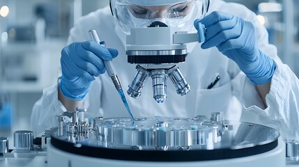 Poster - Technician carefully examining biofuel samples in an advanced laboratory setup conducting tests and analysis to ensure and optimize clean energy solutions for a sustainable future