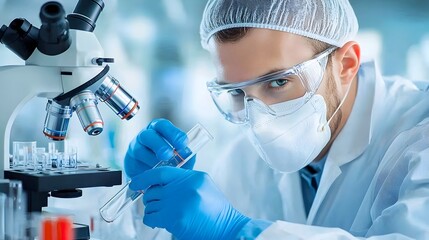 Poster - Technician Expertly Testing Biofuel in Advanced Laboratory Setup for Clean Energy Solutions  Sustainable Technology and Innovation for a Greener Future