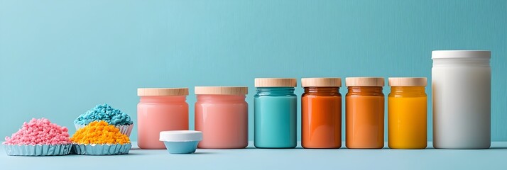 Poster - Vibrant Candle Making Workspace with Colorful Wax and Molds   A creative setup featuring an array of wax molds and tools for a homemade handcrafted candle production process