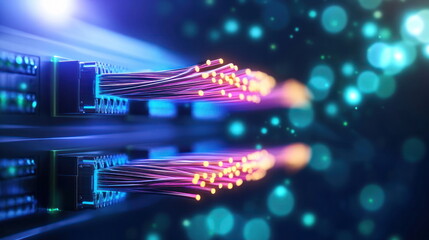 Aufkleber - Fiber Optic Cables Connect to Server.
