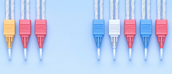 Poster - Colorful Cables on Blue Background.