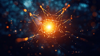 Fototapete - Abstract Network Connection With Glowing Light.
