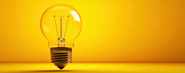 Poster - Lightbulb on Yellow Background.