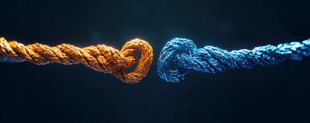 Poster - Intertwined Golden and Blue Ropes.