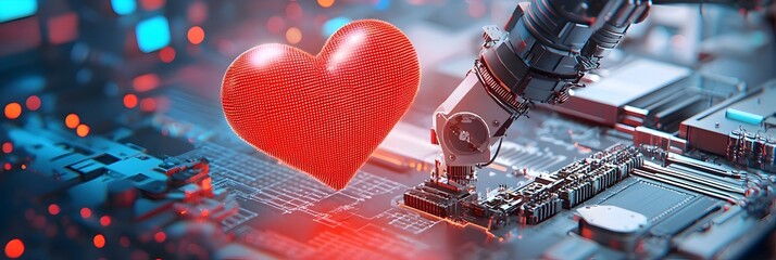 Poster - Advanced robotic system assembling electronic and mechanical components on an automated production line showcasing the efficiency and precision of modern manufacturing processes