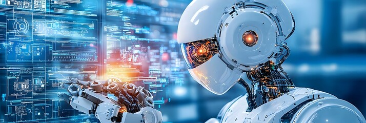 Leinwandbilder - Automated robotic arm assembling components on an efficient production line within a modern manufacturing facility showcasing the latest advancements in industrial automation and technology