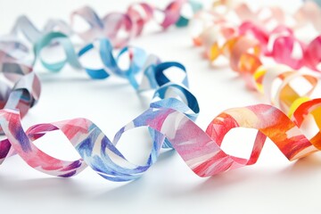 Paper Chain. Handmade Paper Chain Set for Celebration in White Background