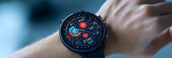 Leinwandbilder - Digital Heart Rate Monitor Display Showcasing Detailed Exercise Data and Fitness Metrics on a Clean Minimalistic Interface
