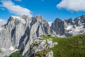 Stunning mountain scenery in Prokletije National Park, Accursed Mountains, Grebaje, Montenegro