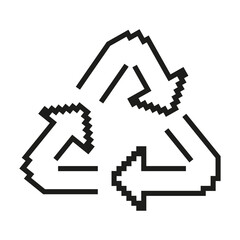Poster - Pixel Art Recycle Icon. Pixelated Recycling Symbol. Sustainability Sign. Isolated Vector Illustration