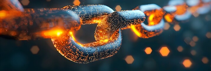Aufkleber - Interconnected blockchain data blocks glowing and pulsing in a futuristic digital network representing the secure transparent and decentralized nature of blockchain technology