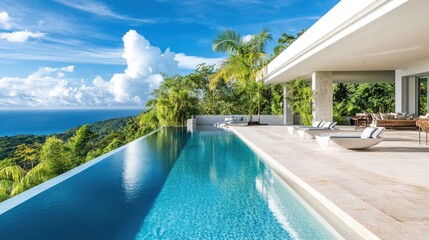 Poster - A luxurious villa with an infinity pool and ocean view, symbolizing high-end real estate and excellent return on investment
