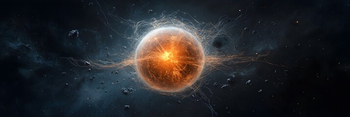 Poster - Mesmerizing abstract depicting radiant plasma energy waves emanating and pulsing outward from a central focal point creating a dynamic and futuristic visual effect