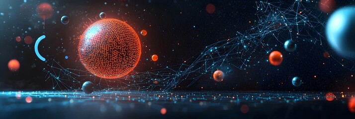 Fototapete - Mesmerizing abstract fractal patterns glowing in vibrant neon colors set against a dark and mysterious background creating an immersive and visionary digital artwork