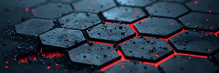 Leinwandbilder - Seamless hexagonal grid patterns create a visually striking and futuristic backdrop symbolizing the intricate frameworks advanced technology