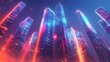 © Tonadech - Transparent futuristic skyscrapers illuminated by glowing neon lights in a surreal skyline