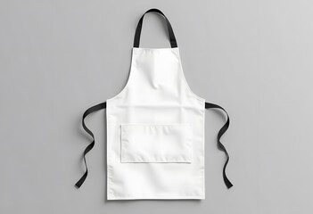 Leinwandbilder - Blank apron with strap mockup, top view, 3d rendering. Empty chef or waiter uniform mock up, isolated. Clear protect dickey for housewife or butcher mokcup template.

