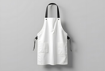 Leinwandbilder - Blank apron with strap mockup, top view, 3d rendering. Empty chef or waiter uniform mock up, isolated. Clear protect dickey for housewife or butcher mokcup template.
