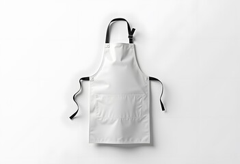 Leinwandbilder - Blank apron with strap mockup, top view, 3d rendering. Empty chef or waiter uniform mock up, isolated. Clear protect dickey for housewife or butcher mokcup template.
