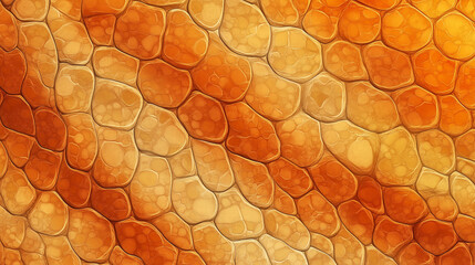 Snake skin texture, abstract design, warm orange and yellow tones, detailed and smooth surface