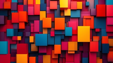 Poster - Colorful Geometric Abstract Background with Overlapping Squares and Rectangles