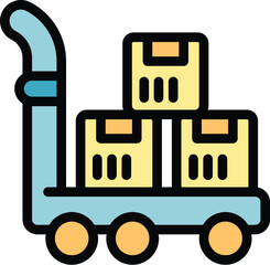 Poster - This icon represents the concept of storage with a hand truck carrying cardboard boxes, ideal for warehouse and delivery themes