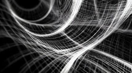 Poster - Abstract white lines transparent background  geometric pattern  web  network  interconnection  technology  digital art  modern design