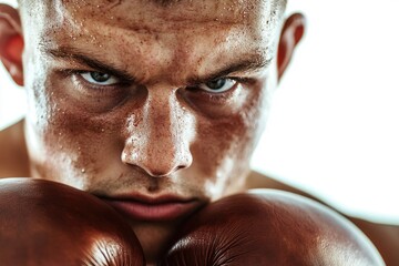 A person wearing boxing gloves in a close-up shot, perfect for sports or action-themed projects