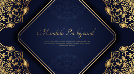 Sticker - Blue background with golden mandala ornament