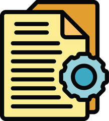 Poster - Document management system showing working process with cogwheel icon