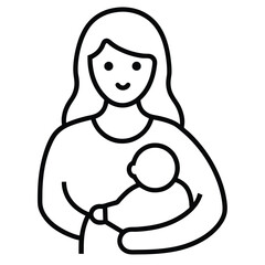 Sticker - Minimalist Mother with Baby Line Art.