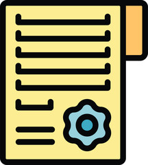 Poster - Yellow document is featuring a blue guarantee seal, making it perfect for representing verified documents