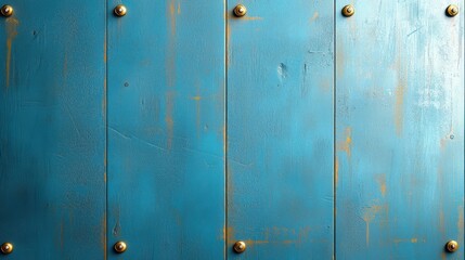 Poster - A blue metal background with a distressed texture and faded paint, creating a vintage, industrial feel