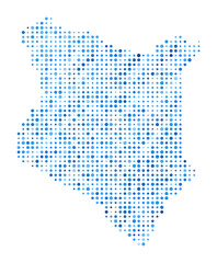 Poster - Kenya Dot Map. Country Digital Style Shape. Kenya vector image. Country shape with blue circular dots. Creative vector illustration.