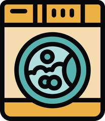 Poster - laundry being washed inside washing machine, simple colored vector icon