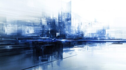 Poster - A blend of abstract blue lines and a futuristic cityscape forms a captivating backdrop, perfect for presentations showcasing technological innovation and urban development.