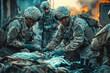 © pavlofox - Soldiers provide medical assistance during a nighttime combat rescue