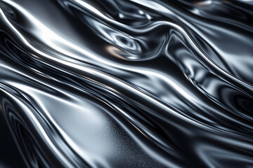 Poster - Smooth metallic surface reflecting light in an abstract design