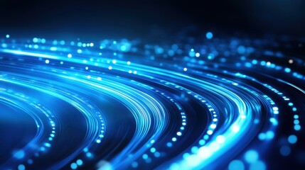 Poster - Abstract blue lines ripple across a tech-inspired background, offering a vibrant visual ideal for presentations or digital design concepts that emphasize innovation and creativity.