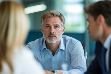 Business people having casual discussion during meeting, Generative AI