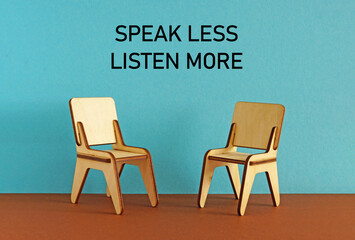 Poster - Speak less listen more is shown using the text. Stop talking too much and leave space for others
