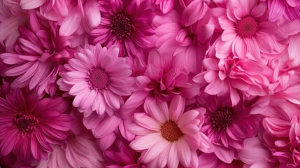 An abundance of pink flowers in full bloom, tightly clustered together to create a vibrant and colorful display that captures the beauty of nature.