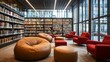 © utaem2022 - Modern library interior with comfortable furniture for reading