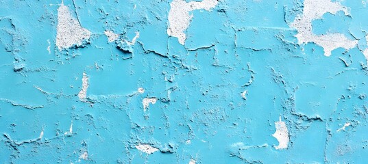 Textured Weathered Blue Wall with Peeling Paint