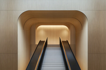 Modern architectural staircase illuminated by soft lighting in a minimalist interior space