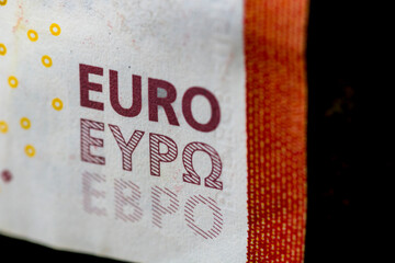 EURO money banknotes, detail photo of EUR