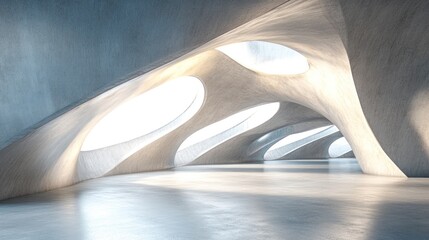 Poster - captivating 3d render of a wave-like architectural structure